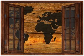 Poszterek 90x60 Világtérkép deszkákon