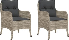 vidaXL 2 db világosszürke polyrattan kerti szék párnával