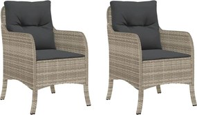 vidaXL 2 db világosszürke polyrattan kerti szék párnával