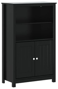 BERG fekete tömör fenyőfa fürdőszobaszekrény 69,5 x 34 x 110 cm
