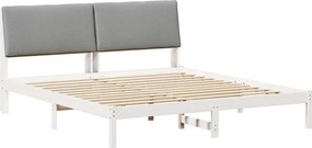 vidaXL Ágykeret Fehér és világosszürke 200 x 200 cm Tömör fenyőfa