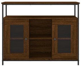 barna tölgy színű szerelt fa tálalószekrény 100 x 35 x 80 cm