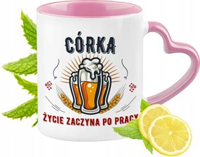 Lány Bögre Rózsaszín Szív Alakú Füllel Kávé Ajándék