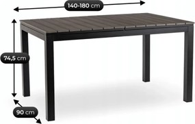 Stół Ogrodowy ARGOS 140-180 cm Ciemnoszary Dąb/Czarny