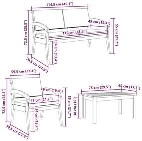 Bisztró készlet 4 pcs Barna 75 x 45 x 38 cm Tömör akácfa