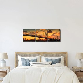Kép - Naplemente a Ben Franklin híd felett, Philadelphia (órával) (90x30 cm)