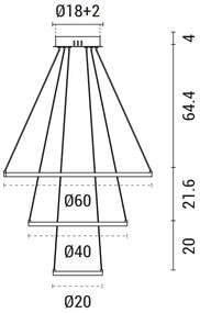 LED Csillár zsinóron LED/42W/230V 3000K fekete