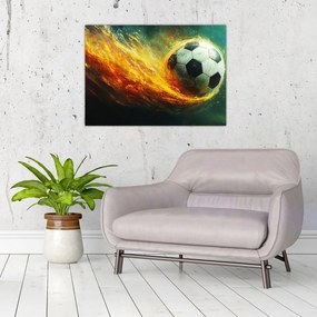 Üveg kép - Focilabda repülés közben (70x50 cm)