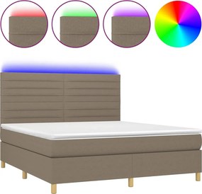 vidaXL tópszínű szövet rugós és LED-es ágy matraccal 160x200 cm