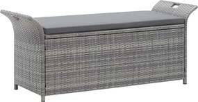 vidaXL szürke polyrattan tárolópad párnával 138 cm