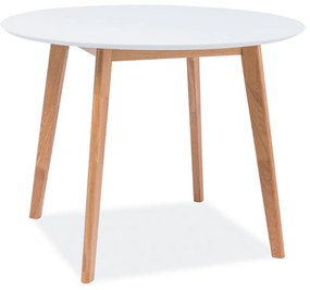 Mosso II étkezőasztal 100 × 75 cm - farost, fehér / tölgy