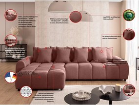 Terrakotta színű sarokkanapé (bal oldali-heverő résszel) Albane – Ropez