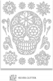 Csillogó matricák Koponya Sugarskull Halloween 1 op