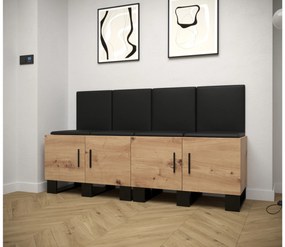 Előszobabútor Amanda 20 (artisan tölgy + fekete öko-bőr). 1086036