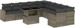 vidaXL 11 részes szürke polyrattan kerti ülőgarnitúra párnákkal
