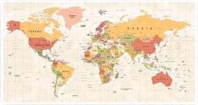Világtérkép Angol Nyelven poszter 95x50cm Bézs barna #360