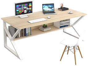 Polcos íróasztal, természetes tölgyfa/fehér, TARCAL 100