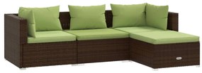 vidaXL 4 részes barna polyrattan kerti bútorszett párnákkal