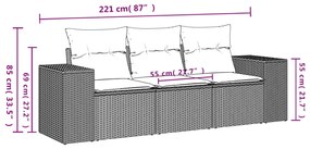 3 részes bézs polyrattan kerti ülőgarnitúra párnákkal