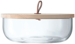 LSA International LSA IVALO tároló, fából készült fedéllel, 28 cm átmérőjű, áttetsző, kézzel készített