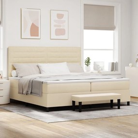 Boxspring ágy matraccal és padlóval Bézs 200x200 cm Szövet
