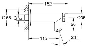 GROHE 36266000 - Önzáró fali szelep EUROECO COSMOPOLITAN T DN 15 króm