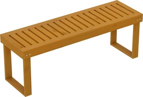 Outsunny 2 személyes fás kerti pad, bordázott ülőfelülettel, 300 kg teherbírású pad teraszra, 120x34x43 cm Teak | Aosom