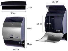STILISTA Fali postaláda 33 x 48 x 17 cm acél