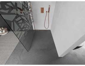 Mexen Kioto, Walk-In zuhany paraván 70 x 200 cm, 8 mm átlátszó üveg fehér mintás, réz matt profil, 800-070-101-65-85