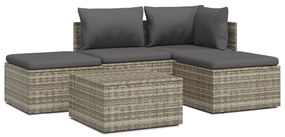 vidaXL 5 részes szürke polyrattan kerti ülőgarnitúra párnákkal