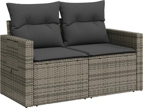 vidaXL 2 személyes szürke polyrattan kerti kanapé párnával