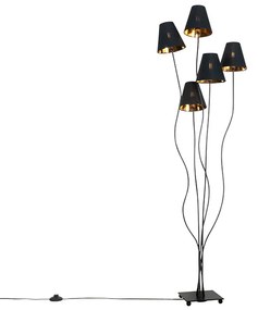 Design állólámpa fekete, 5 lámpás arany - Melis