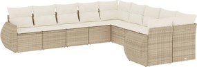 vidaXL 10 részes bézs polyrattan kerti ülőgarnitúra párnával