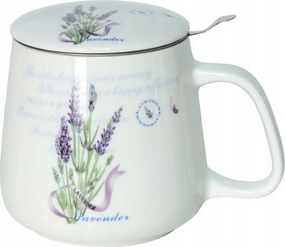 Befőző bögre 500 ml porcelán fedő szűrő levendula virágok