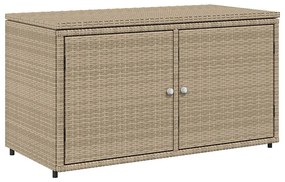 Bézs polyrattan kerti tárolószekrény 110 x 55 x 60,5 cm
