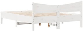 fehér tömör fenyőfa ágy matrac nélkül 150 x 200 cm