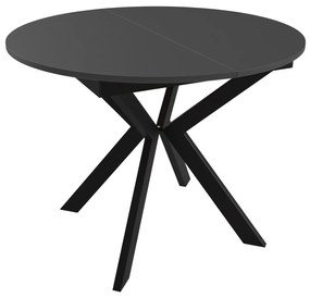 Asztal Oswego 112Fekete, 76x138cm, Hosszabbíthatóság, Laminált forgácslap, Fém