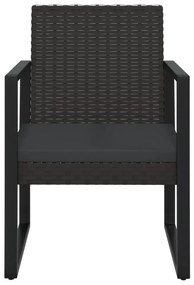 3 részes fekete polyrattan kerti ülőgarnitúra párnákkal