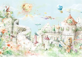 Tapéta Kastélyok Pasztell Akvarellek gyerekszobába 368x254 vinil +ragasztó