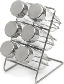 Fűszertartó Szett 7DB-OS, Állvánnyal, Ezüst