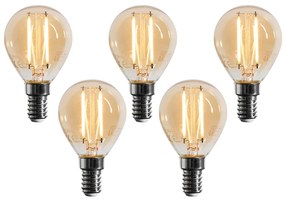 5 darabos E14 szabályozható LED izzó készlet G45 arany 4W 330 lm 2100K