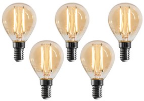Set van 5 E14 dimbare LED lamp G45 goud 4W 330 lm 2100K