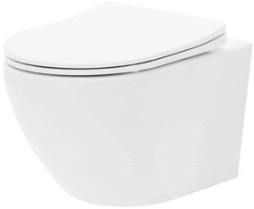 Rea CARLO mini - perem nélküli falra akasztható wc csésze 49x37, lassan eső ülőkés ABS, fehér, REA-C6200