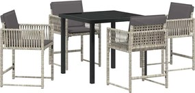 vidaXL Kert étkező szett 5 pcs Világosszürke polirattan