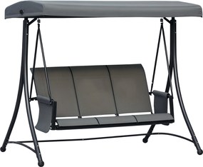 Outsunny Hollywood Hinta Oldalsó Zsebbel, 3-Személyes Kerti Hinta Állítható Napernyővel, Hintapad, amely akár 300 kg-ot is elbír, Kerthez, Teraszhoz,