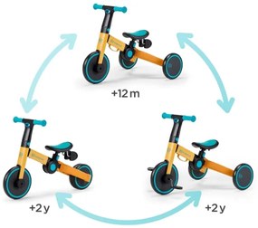 KINDERKRAFT 3v1 gyerek futóbicikli 4TRIKE sárga/türkiz