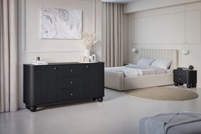 Vesper fiókos komód 160 cm - fekete / arany fogantyúk / gömb lábak