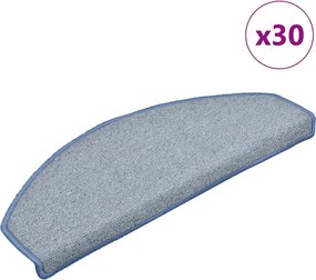 vidaXL 30 db világosszürke és kék félkör alakú lépcsőszőnyegek, nagy, 65 x 24 x 4 cm