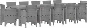 vidaXL Kert étkező szett 13 pcs Világosszürke Poli rattan