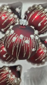 KarĂĄcsonyfadĂsz szett 6 db-os Ăveg Piros csillĂĄmos